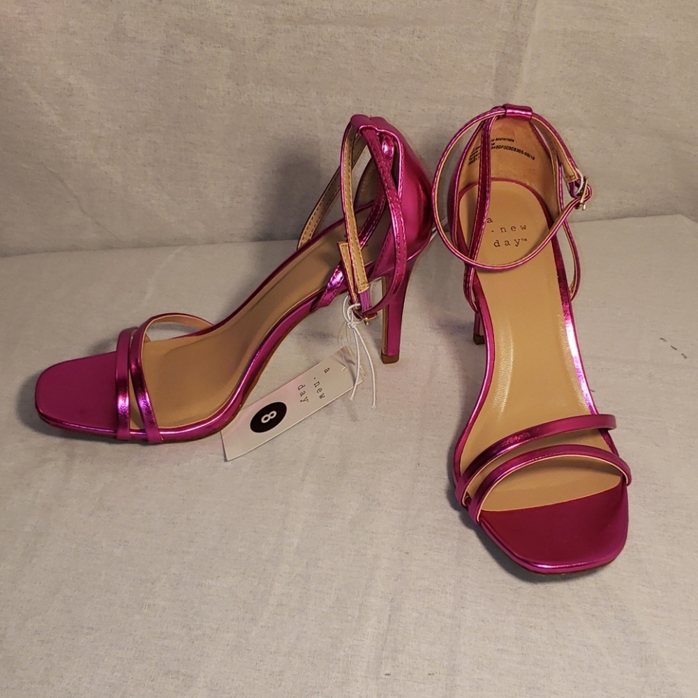 Strappy Metalic Pink Heels